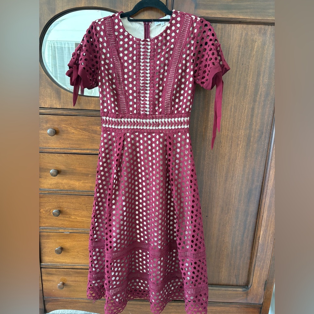 Ivy City Co Burgundy Lace Dress
